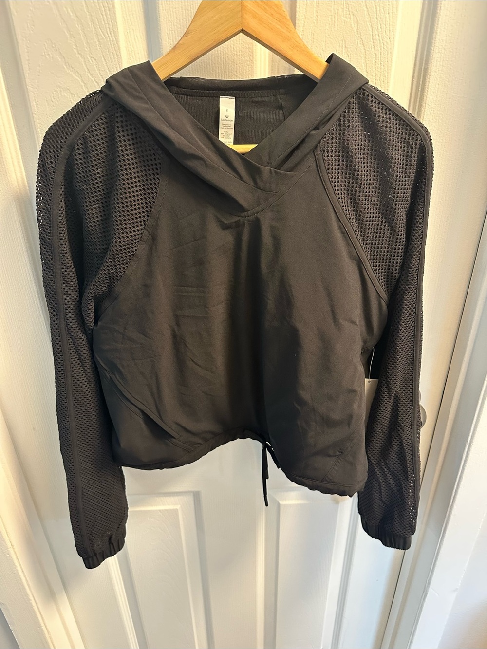 lululemon Black Hooded Pullover with Mesh Detail
